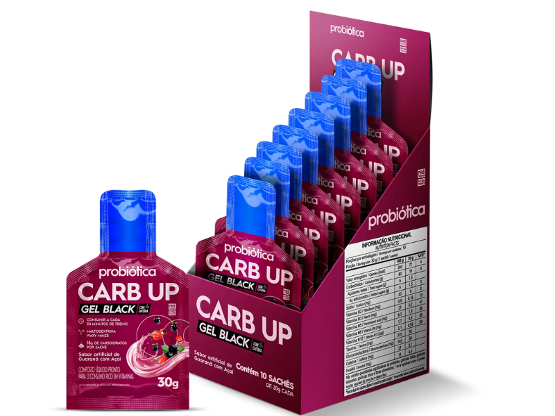 CARB UP GEL BLACK CX C/ 10 SACHÊS 30G - PROBIÓTICA