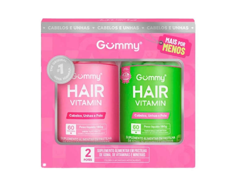 GUMMY HAIR PROMOPACK TUTTI FRUTTI 60UN + MAÇA VERDE 60UN