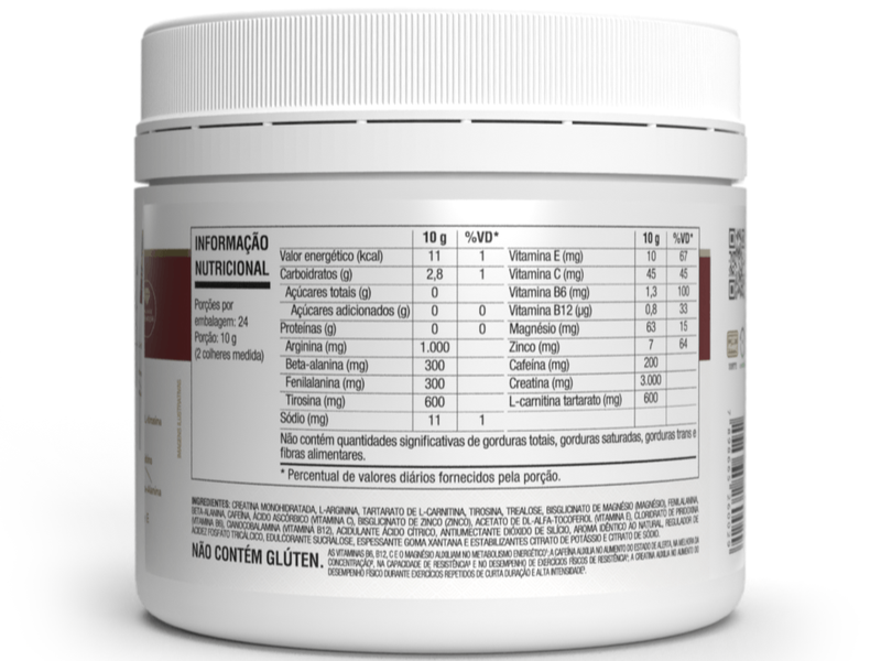 PRÉ-TREINO V FORT (C/ CAFEINA) 240G - VITAFOR