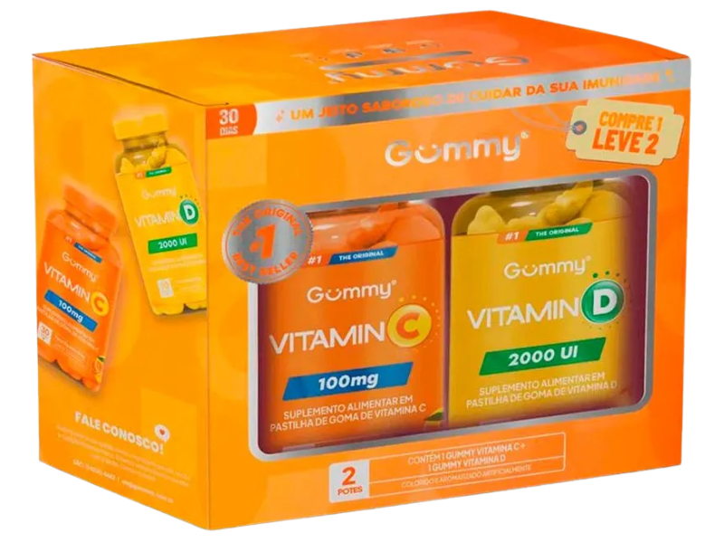 GUMMY PROMOPACK VIT C (TANGERINA) 30UN + VIT D (ABACAXI) 30UN