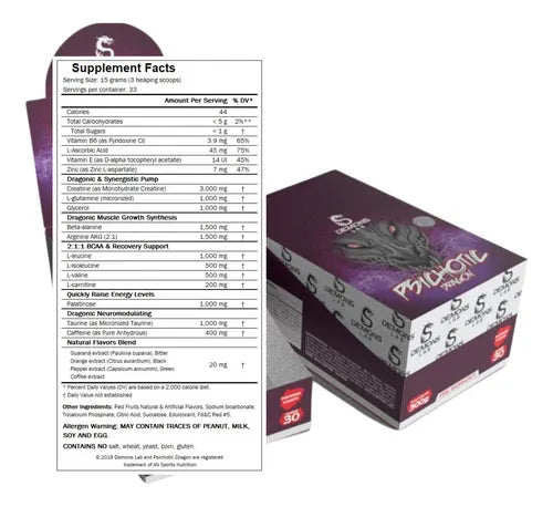PRE TREINO PSICHOTIC DRAGON CAIXA C/ 30UN 10G - DEMONS LAB