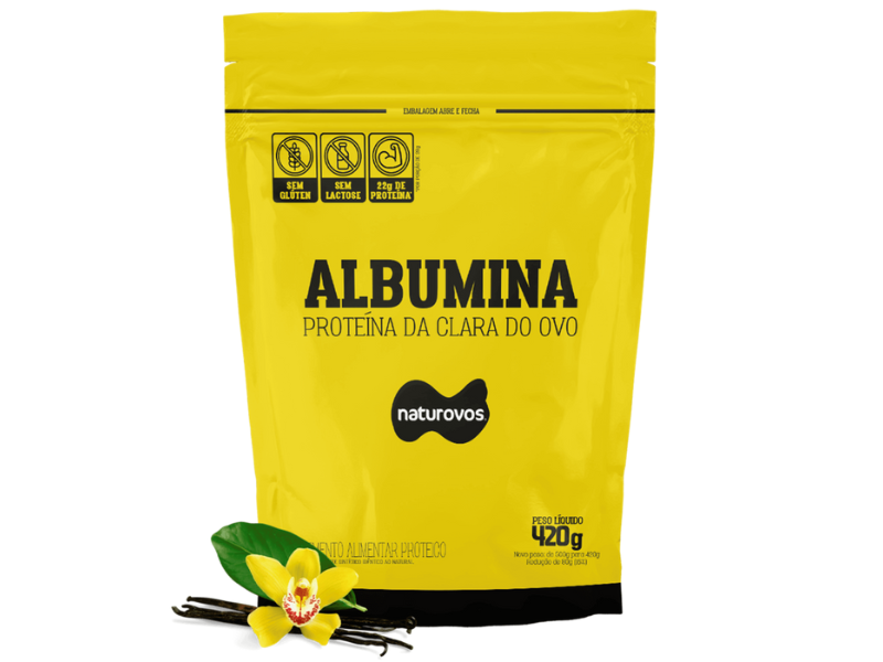 ALBUMINA 80% NATURAL 420G - NATUROVOS - New Shape Distribuidora